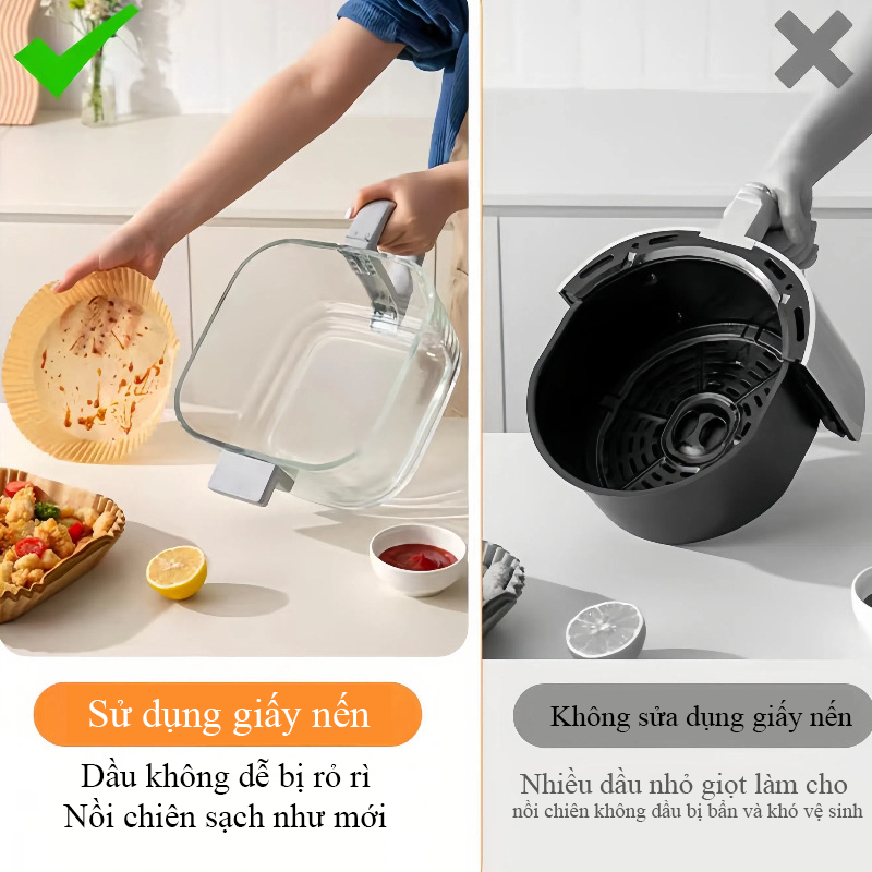 [Giá Sỉ] Combo 200 giấy lót nồi chiên ko dầu FAMISTAR, giấy nến nồi chiên không dầu, giấy nến nướng bánh vuông GN200