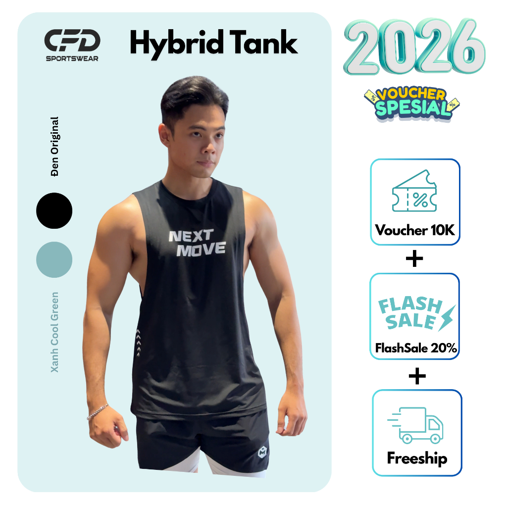 [Deal Hot] Combo 2 Áo Gym Nam TankTop Form Body, CFD Hybrid Tôn Dáng, Thoáng Khí Nhanh Khô