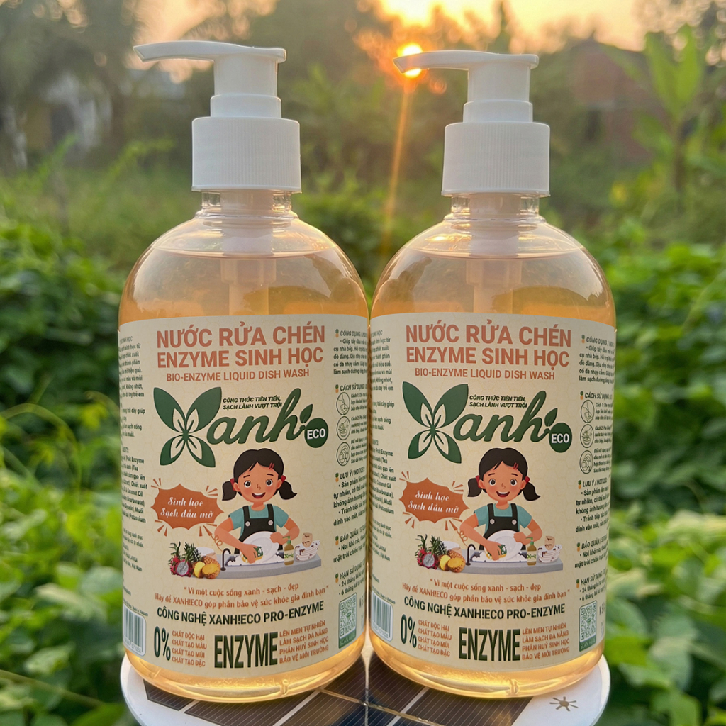 Combo 2 Chai Nước Rửa Chén Enzyme Sinh Học – Tiết Kiệm Cho Gia Đình – Xanh ECO – 500Ml