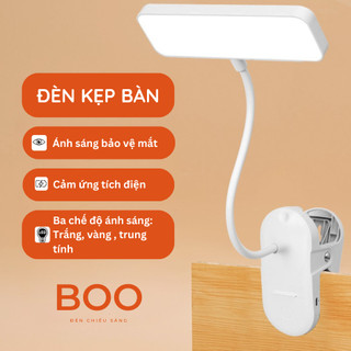 Đèn kẹp bàn học tích điện, đèn bàn LED có ba màu ánh sáng điều chỉnh độ sáng tiện lợi, bảo vệ mắt