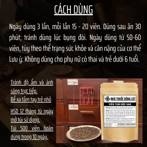 Viên Thải độc Gan - Đông Cát Đường - Thanh Nhiệt Giảm Mụn làm mát giải độc và phục hồi chứng năng gan  - Túi 500 viên
