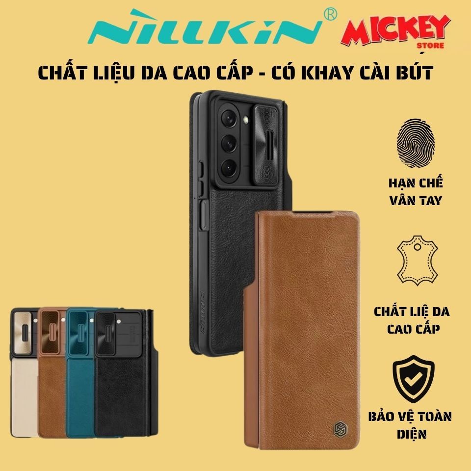 Bao da có khay đựng bút S Pen Nillkin cho SAMSUNG Z Fold 4 Z Fold 5 Z Fold 6 Z Fold 7