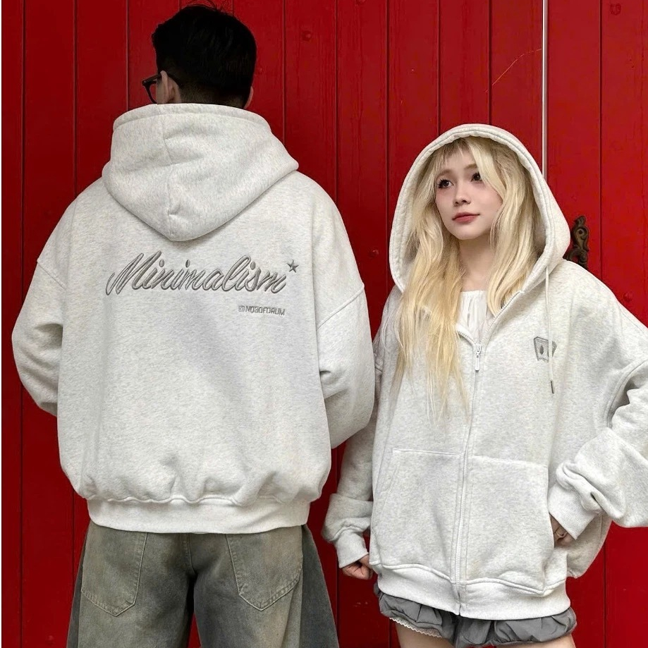 Áo Hoodie Zip COTTON Thêu Nổi NQ30 BLISS - Áo Khoác Form Boxy Form Rộng Nam Nữ Unisex | BigBuy360 - bigbuy360.vn