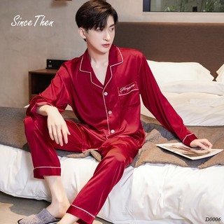 Đồ ngủ nam màu đỏ tân hôn, bộ pijama nam lụa màu đỏ - Since Then