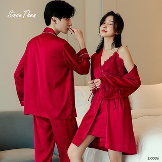 Đồ ngủ nam màu đỏ tân hôn, bộ pijama nam lụa màu đỏ - Since Then