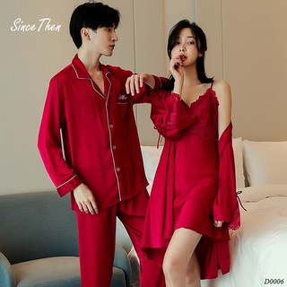 Đồ ngủ nam màu đỏ tân hôn, bộ pijama nam lụa màu đỏ - Since Then