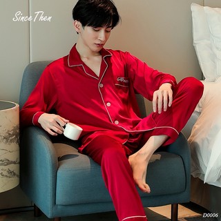 Đồ ngủ nam màu đỏ tân hôn, bộ pijama nam lụa màu đỏ - Since Then