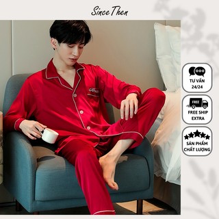 Đồ ngủ nam màu đỏ tân hôn, bộ pijama nam lụa màu đỏ - Since Then