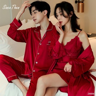 Đồ ngủ nam màu đỏ tân hôn, bộ pijama nam lụa màu đỏ - Since Then