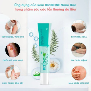 Kem DIZIGONE Nano Bạc kháng khuẩn, lành thương, tái tạo da, ngăn ngừa sẹo 25g
