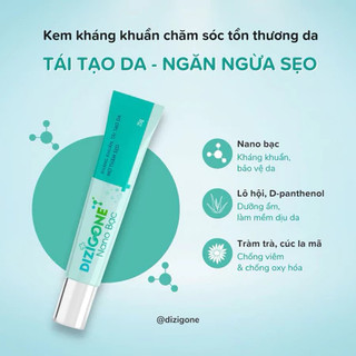Kem DIZIGONE Nano Bạc kháng khuẩn, lành thương, tái tạo da, ngăn ngừa sẹo 25g