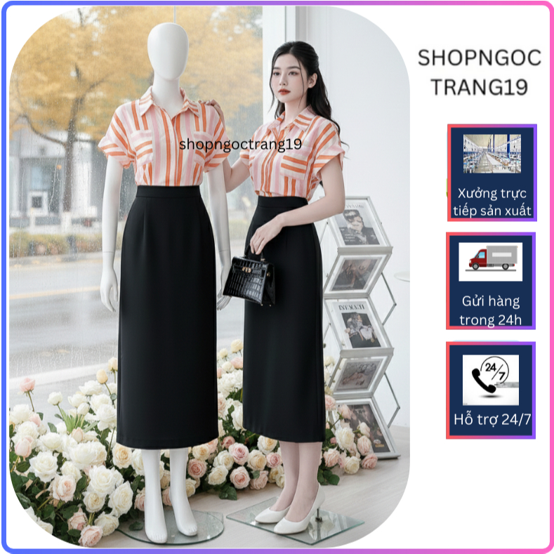 Chân váy dáng suông 80cm sẻ sau chất tuyết mưa cao cấp xưởng may với 30 màu trẻ trung