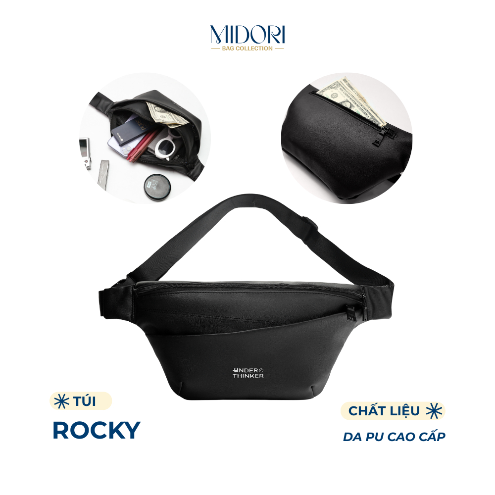 Túi Bao Tử ROCKY Nam Nữ Da PU Đeo Chéo Hông Bụng Đi Chơi Thể Thao Đa Năng | MIDORI BAG COLLECTION