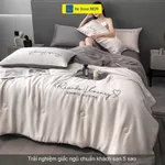 Bộ chăn ga gối 5 món Hệ Thống Nệm cao cấp Combo ga giường 5 món chăn chần phi lụa thái trải phủ giường êm ái sang trọng — ảnh 7