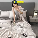 Bộ chăn ga gối 5 món Hệ Thống Nệm cao cấp Combo ga giường 5 món chăn chần phi lụa thái trải phủ giường êm ái sang trọng — ảnh 6