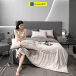 Bộ chăn ga gối 5 món Hệ Thống Nệm cao cấp Combo ga giường 5 món chăn chần phi lụa thái trải phủ giường êm ái sang trọng — ảnh 8
