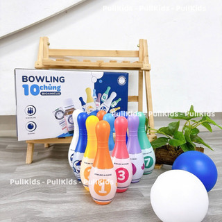 Bộ Bowling 10 ống 2 bóng- Đồ Chơi Ném Bóng nhãn 10 chủng, Đồ Chơi Vận Động Sức Khỏe Cho Bé