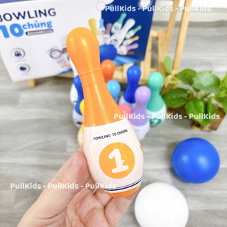 Bộ Bowling 10 ống 2 bóng- Đồ Chơi Ném Bóng nhãn 10 chủng, Đồ Chơi Vận Động Sức Khỏe Cho Bé