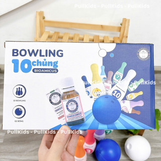 Bộ Bowling 10 ống 2 bóng- Đồ Chơi Ném Bóng nhãn 10 chủng, Đồ Chơi Vận Động Sức Khỏe Cho Bé