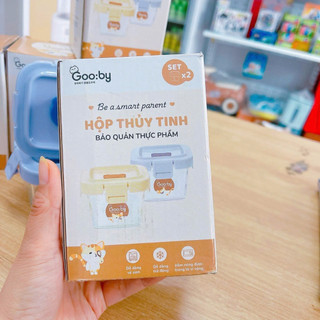 Set 2 hộp thủy tinh Gooby trữ đồ ăn 140ml