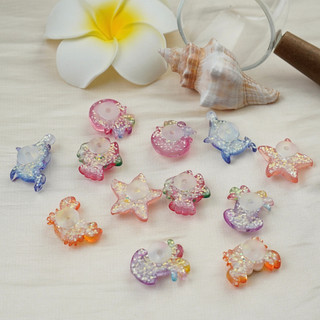 Set 12 Sticker, Charm 3D chủ đề Sứa biển lấp lánh gắn Dép Sục, Cá Sấu JB-269 Mita