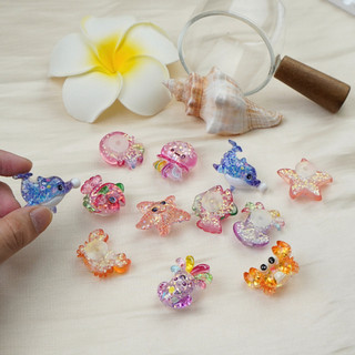 Set 12 Sticker, Charm 3D chủ đề Sứa biển lấp lánh gắn Dép Sục, Cá Sấu JB-269 Mita