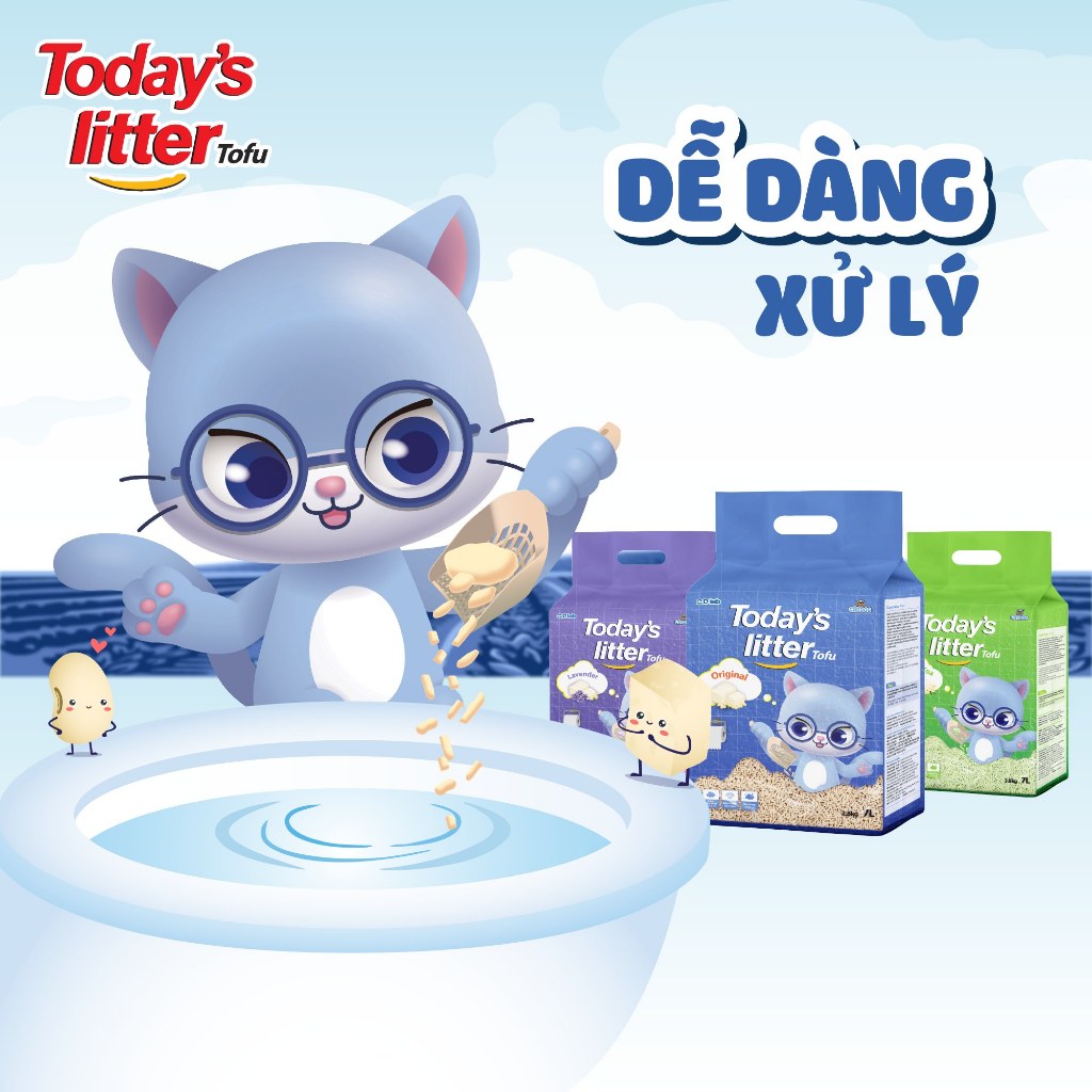 [HỎA TỐC THÙNG 6 GÓI 7L] Cát đậu nành, Cát vệ sinh cho mèo hữu cơ cao cấp khử mùi, vón nhanh TODAY'S LITTER TOFU