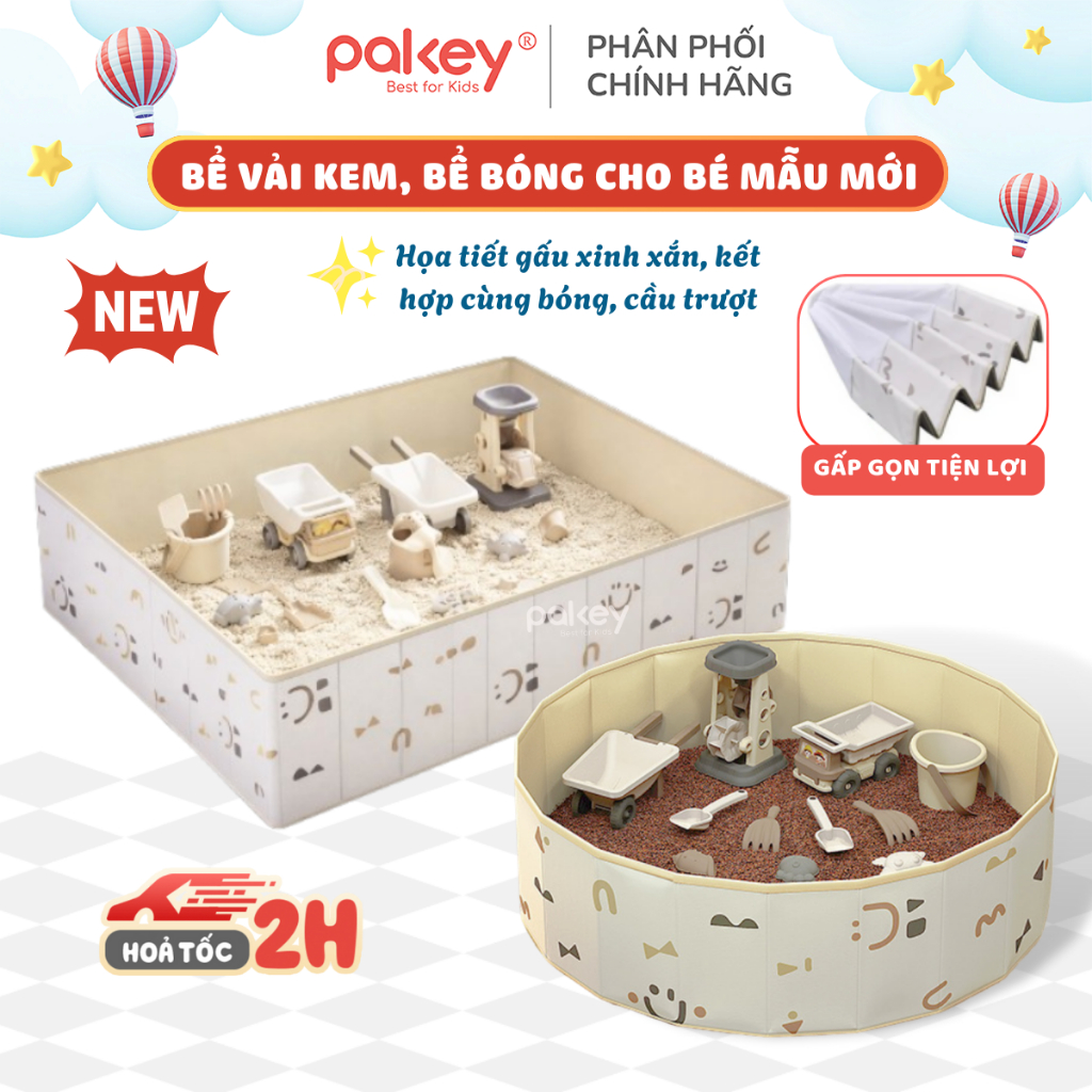 [Có Hỏa Tốc] Bể Bóng Cho Bé Phong Cách Hàn Quốc Nhã Nhặn, Bể Vải Gấp Gọn Tiện Lợi Màu Sắc Pastel Cho Bé Trai & Bé Gái