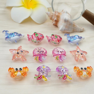 Set 12 Sticker, Charm 3D chủ đề Sứa biển lấp lánh gắn Dép Sục, Cá Sấu JB-269 Mita