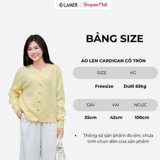 LAMER Áo Len Cardigan Dáng Suông Áo Khoác Len Dài Tay Cổ Tròn Len Thỏ Phối Cúc Đồng O65C25T010