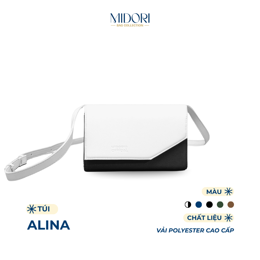 Túi ALINA Đeo Chéo Vải Phối Da PU Thời Trang Nam Nữ Đi Chơi Tiệc Polyester | MIDORI BAG COLLECTION