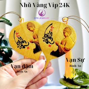 Lá Bồ Đề Nhũ VIP để Ốp Điện Thoại, Treo Xe Ô tô, Có túi đựng thích hợp làm quà tặng Cao Cấp...