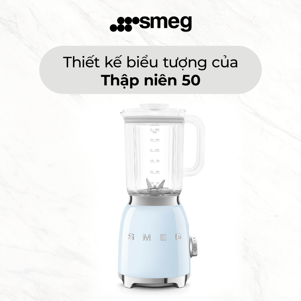 Máy xay sinh tố Smeg BLF03PBEU Xanh Dương Pastel – Thiết kế Retro, công  suất 800W, 4 tốc độ