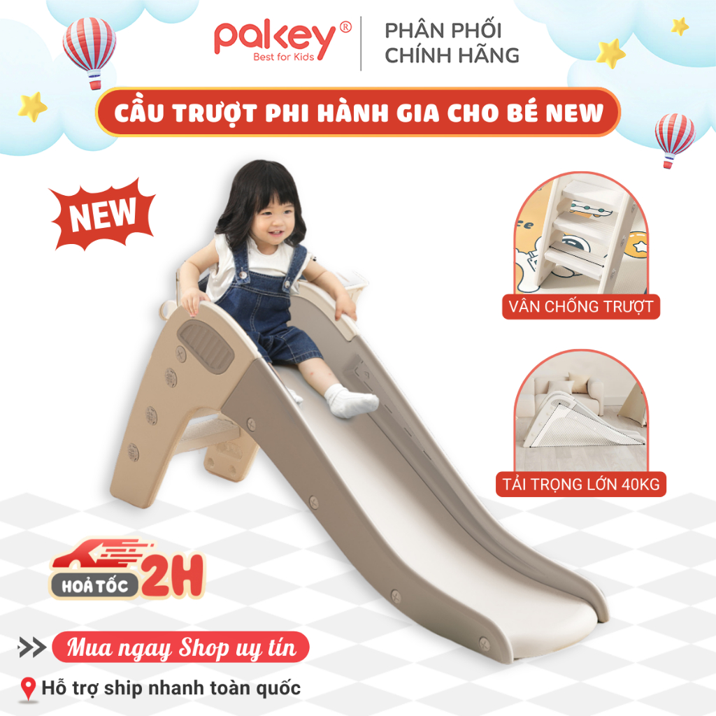 [MỚI ] Cầu Trượt Cho Bé Có Vân Chống Trượt, Cầu Trượt Phi Hành Gia Mẫu Mới Trọng Tải Đến 40Kg An Toàn Cho Bé