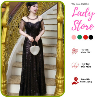 Đầm Kim Sa Tua Rua Dáng Xòe – Phong Cách Dạ Hội Cao Cấp, đầm dạ hội trung niên, M118
