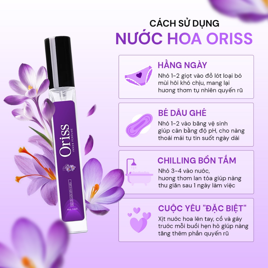 Dung dịch vệ sinh phụ nữ Oriss tía tô làm sạch dịu nhẹ ngăn mùi ngừa vấn đề phụ khoa 200ml