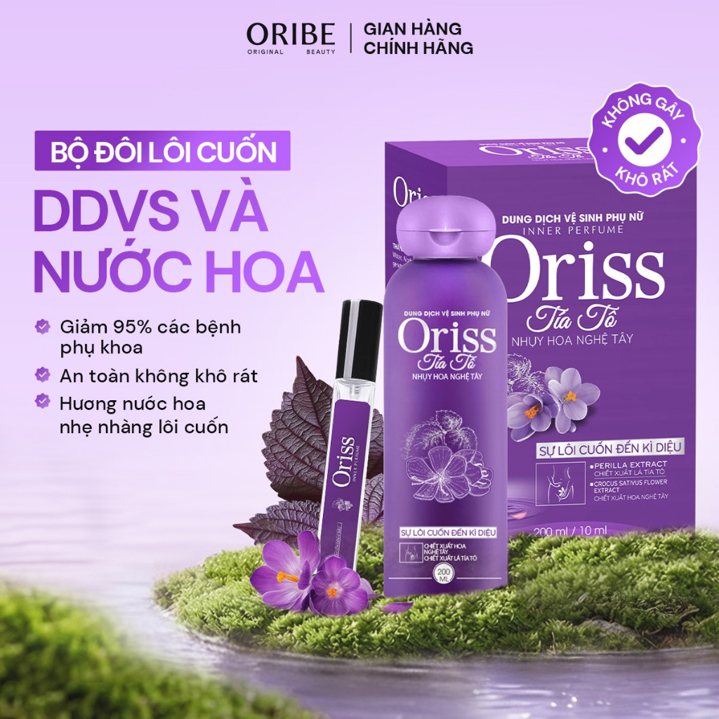 Dung dịch vệ sinh phụ nữ Oriss tía tô làm sạch dịu nhẹ ngăn mùi ngừa vấn đề phụ khoa 200ml