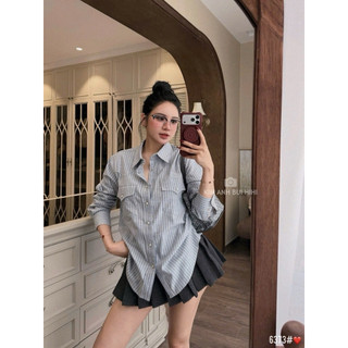 QCL1 6373 Áo sơ mi kẻ 2 túi ngực chuẩn KAB siêu hot siêu đẹp mới về(Freesz)