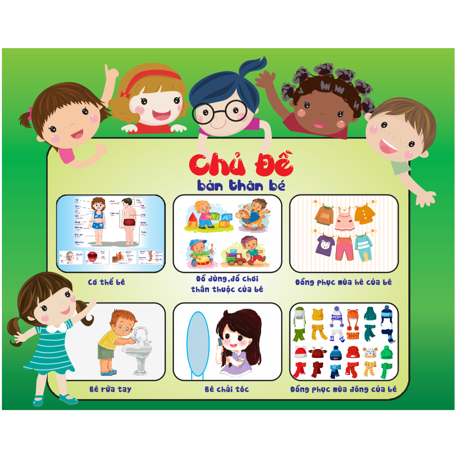 Tranh 10 Chủ đề lớn trang trí lớp Mầm Non chất liệu bạt hiflex bền màu (theo sát giáo án)