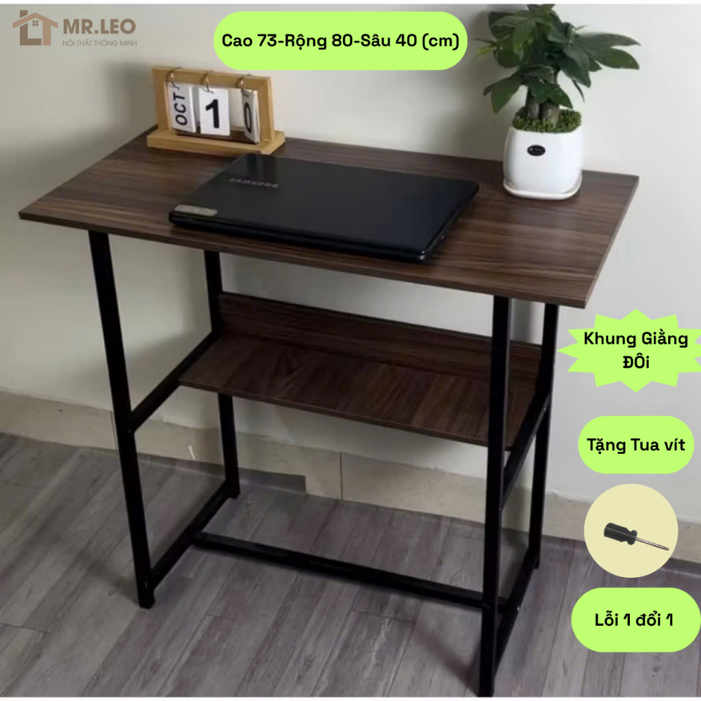 [MẪU MỚI 2026] Bàn học, bàn làm việc chân sắt mặt gỗ kệ lửng chắc chắn bền đẹp, khung sắt cải tiến chống rỉ