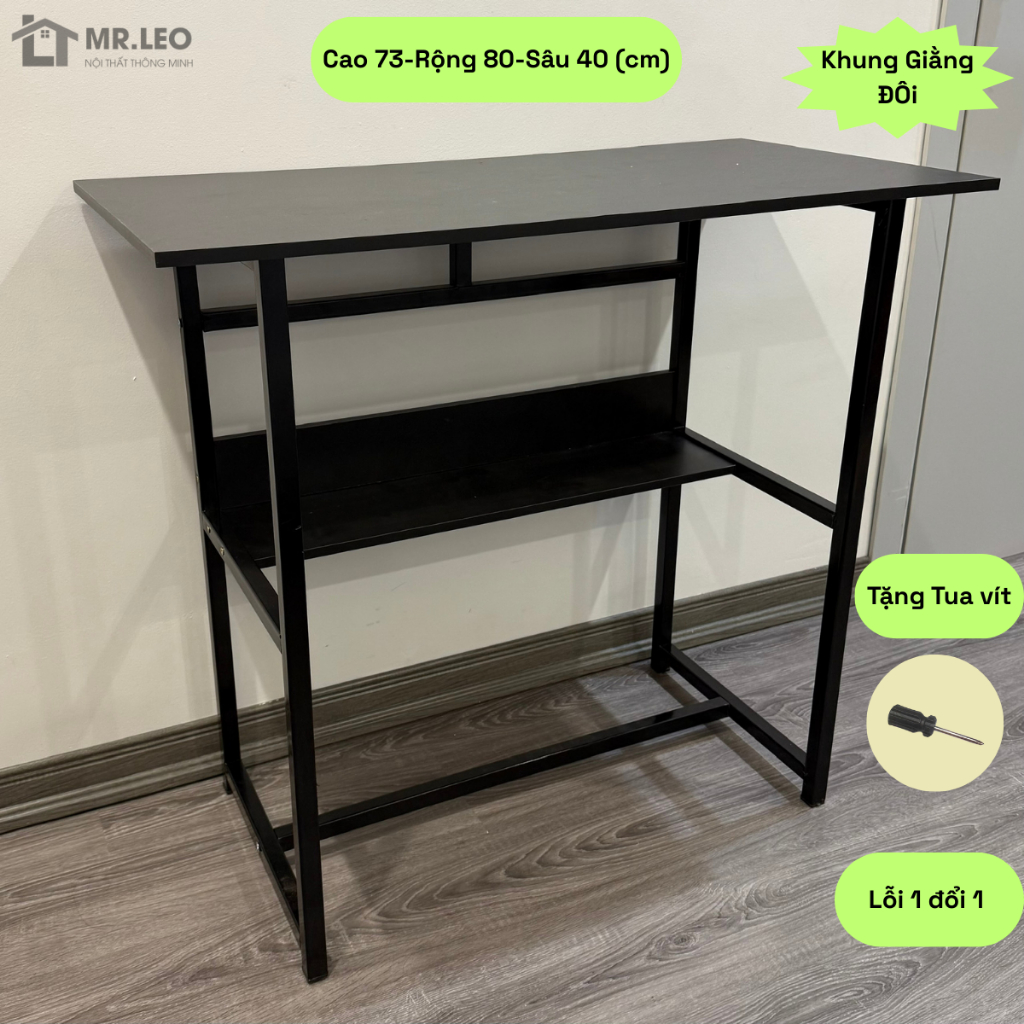 Bàn Làm việc, Bàn học 2 khung giằng đôi chắc chắn khung sắt hộp 20x20 dễ lắp ráp mặt gỗ mdf nhập khẩu cao cấp