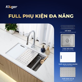 Chậu rửa bát Kluger KG7644FS Plus phong cách Âu, chất liệu inox 304, bề mặt LINEN dễ vệ sinh
