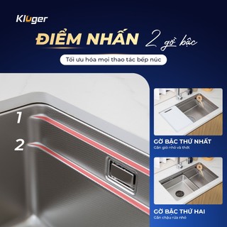 Chậu rửa bát Kluger KG7644FS Plus phong cách Âu, chất liệu inox 304, bề mặt LINEN dễ vệ sinh