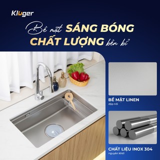 Chậu rửa bát Kluger KG7644FS Plus phong cách Âu, chất liệu inox 304, bề mặt LINEN dễ vệ sinh