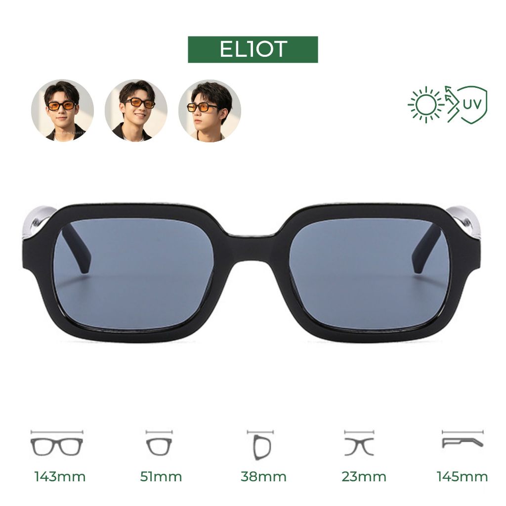 Kính râm chữ nhật ELIOTEYEWEAR tròng kính chống tia UV400 phong cách thời trang phù hợp cả nam và nữ EL13057