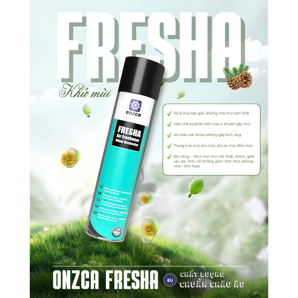 Combo Khử Mùi Diệt Khuẩn Làm Sạch Không Khí, Điều Hoà Ô Tô, Nhà Cửa, Văn Phòng... Onzca Fresha Và Onzca Viron One-Shot
