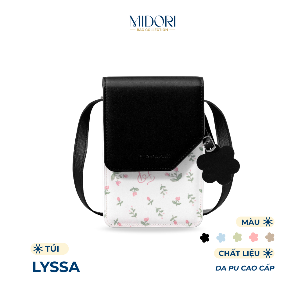 Túi Xách Da PU LYSSA Đeo Chéo Nam Nữ Đựng Điện Thoại Đi Chơi Tiệc Hoa Nhí | MIDORI BAG COLLECTION