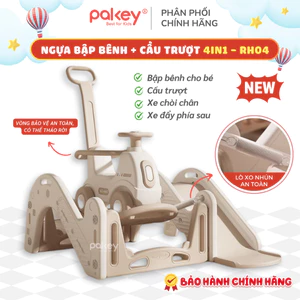 Ngựa Bập Bênh Kết Hợp Cầu Trượt Vui Nhộn Cho Bé, Xe Chòi Chân 4IN1 Đa Năng Có Lò Xo Nhún Trọng Tải Lớn - RH03
