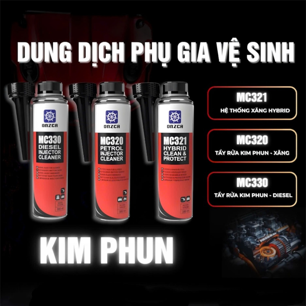 Dung Dịch Vệ Sinh Kim Phun Xăng/Dầu/Hybrid Onzca 300ML - Tăng Hiệu Suất & Tiết Kiệm Nhiên Liệu, Cải Thiện Khí Thải