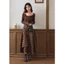 Chân váy dài caro nâu bigsize bất đối xứng phối khoá cài vintage thanh lịch KHAO Boutique
